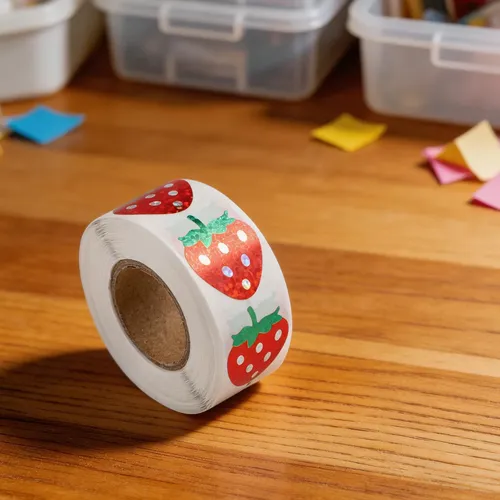 Papel Recubierto Para Regalos: Pegatinas De Fresa