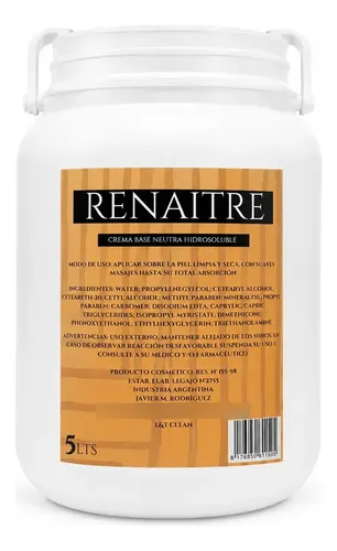 Crema Base Neutra X 5 Kg Hidratante Hidrosoluble Corporal