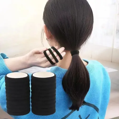 100 Piezas De Cintas Elásticas Negras Para El Pelo *b