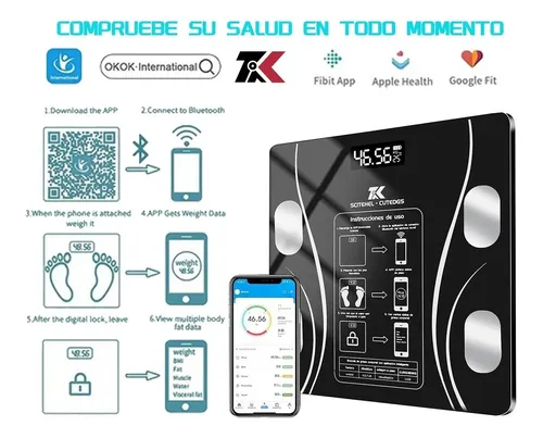 Báscula Baño Electrónica Led Aplicació Inteligentn Bluetooth