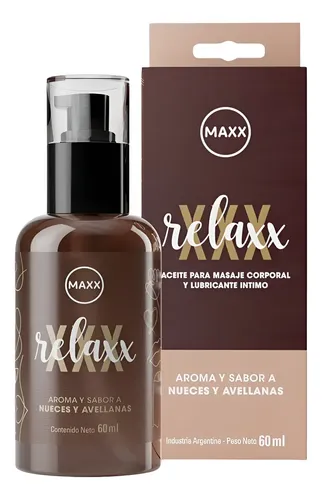 Aceite Masajes Lubricante Intimo Relaxx Maxx Sabor 60 Ml Sabor NUECES Y AVELLANAS