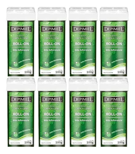 Pack Cera Depilatoria Roll On Descartable Depimiel 100 Gr X8