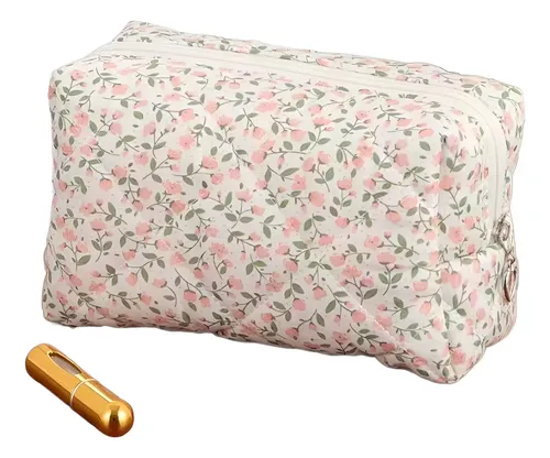 Neceser Acolchado Floral Multiusos Para Maquillaje `/