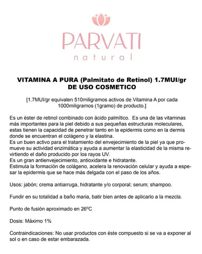 Vitamina A 10grs Pura Uso Cosmético