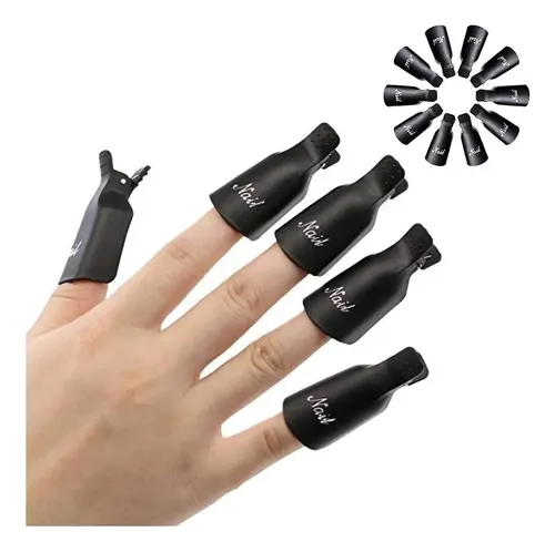 Clip De Capucha Himo 10pc Para Remover Esmalte Uv Negro