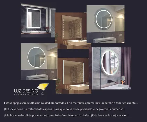 Espejo Redondo Con Led Moderno Tactil Baño Pared N°4