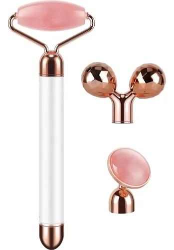 Masaje Facial 3-en-1 Dangshan Jade Roller Rose Quartz