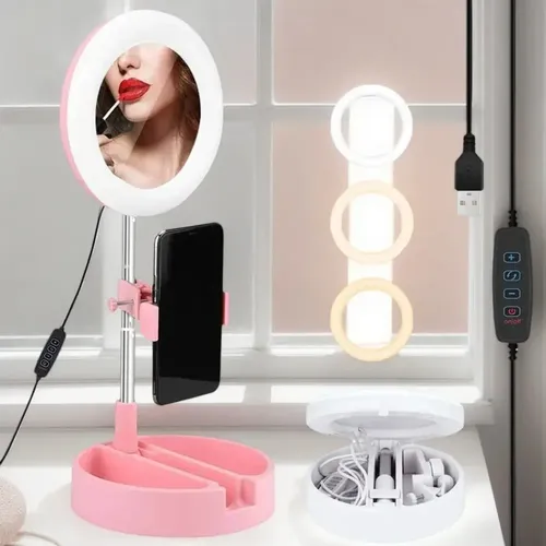 Espejo De Maquillaje Portátil Con Luz Led De Alta Definición