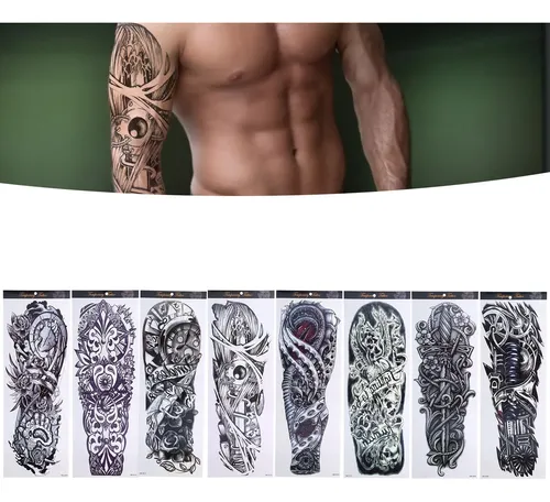 ( 8 Hojas De Pegatinas De Tatuaje De Brazo Patrón Único ~