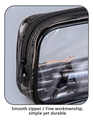 2pcs Neceser Transparente Cremallera Maquillaje Viaje
