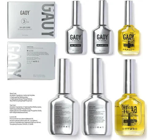 Gaoy Set De Gel Para Uñas: Top Coat, Base Coat Y Aceite De