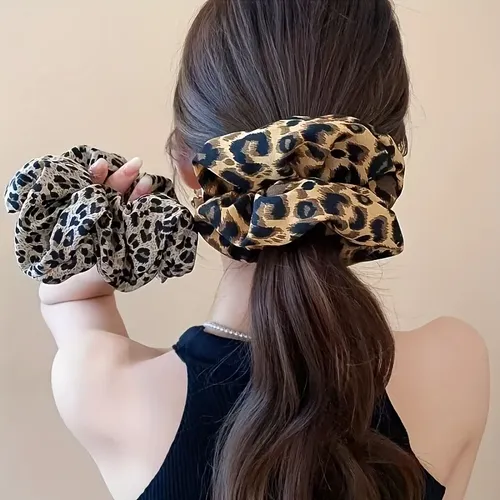2 Lazos  Leopardo  Elásticas  Coleta  Diario  Set