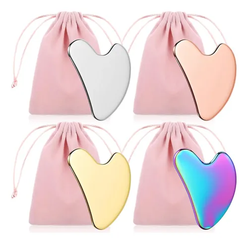 Set 4 Herramientas Gua Sha Metal Para Masaje Facial