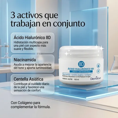 Crema Antiarrugas Acido Hialuronico 8d Dermaluz 100ml