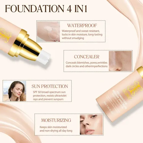 Base De Maquillaje De Base Líquida 4 En 1 Que
