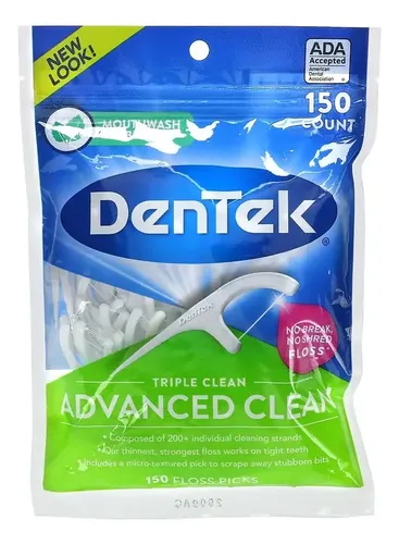 Hilo Dental Flosser Dentek Advanced Clean Con Mango Limpieza Profunda 150 Unidades