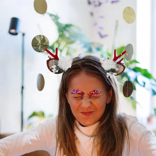 4 Diademas Navideñas Con Astas Para El Cabello – Paquete De