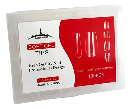 Tips Soft Gel Y Press On Paris Night Cuadrada Caja X100