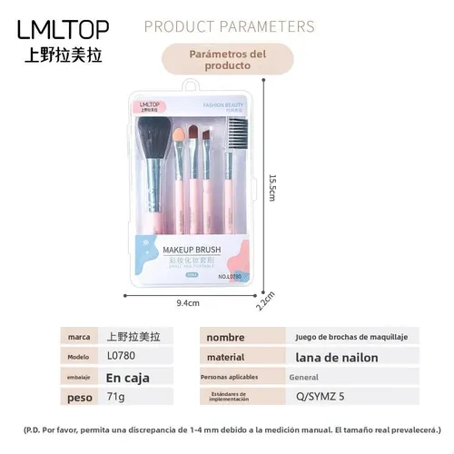 Set De Brochas De Maquillaje Portátil Lmltop 5 Pzs Juego De 5 Brochas De Maquillaje L0780