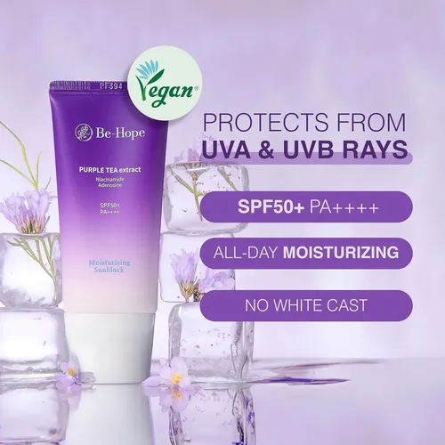 Protector Solar Facial Be-hope Spf 50+ Pa++++ Con Té Morado