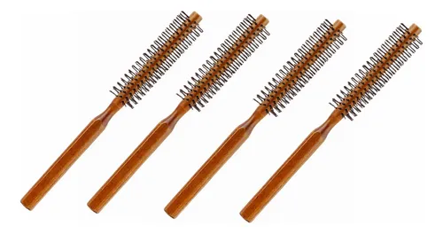 4 × Mini Cepillo Redondo De Madera, Peine For El Cabello