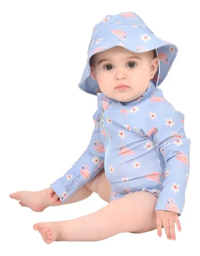 Malla Body + Gorro Bebé Enterito Proteccion Solar Uv Pileta
