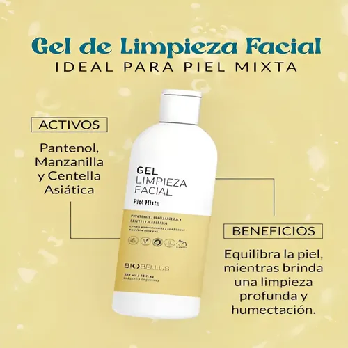 Gel Limpieza Piel Mixta Pantenol Manzanilla Biobellus 300ml