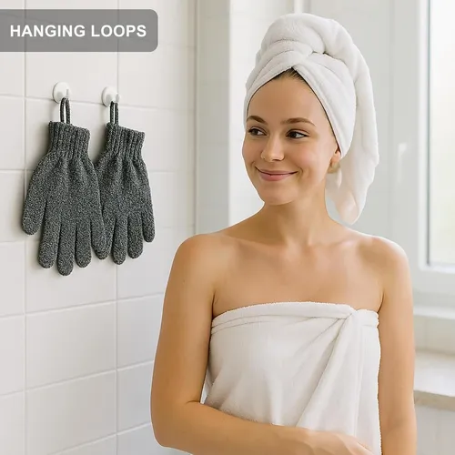Guantes Exfoliantes Carbón Bambú Para Ducha Y Piel Muerta