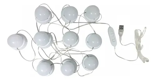 Kit 10 Focos Lamparas Luz Led Espejo Usb Camarin Maquillaje