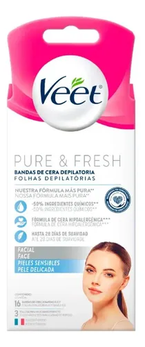 Bandas De Cera Depilatoria Veet Facial Sensible 16 Unidades