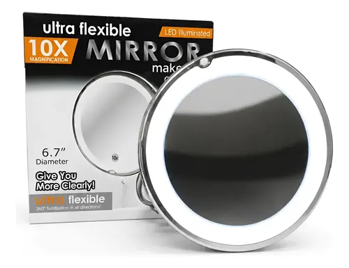 Espejo Maquillaje Led 10x Flexible Con Ventosa 6.7