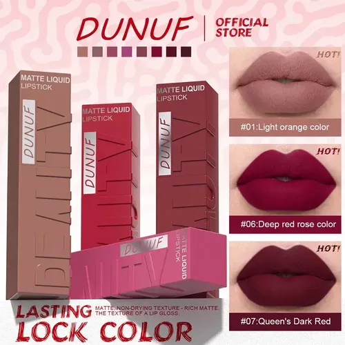 L/x Asdda Set De Labiales Mate A Prueba De Agua Dunuf, 8 .