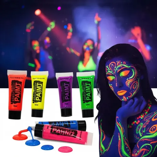Maquillaje Neon Fluor Brilla En La Oscuridad X 6 Unidades