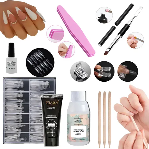 Kit 7 Art Poligel Pincel Solución Capsulas Uñas Gelificadas