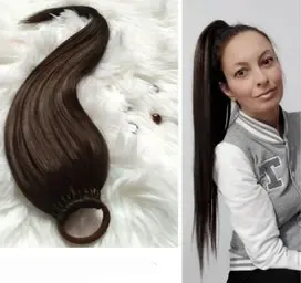 Extensión Ponytail Coleta Kanekalon Castaño 80cm