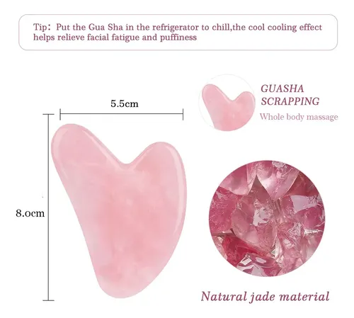 Herramienta Facial Gua Sha Con Piedra De Cuarzo Rosa, Para M