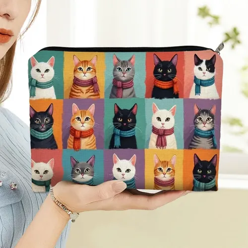 Neceser De Maquillaje De Doble Cara Con Gato Animado