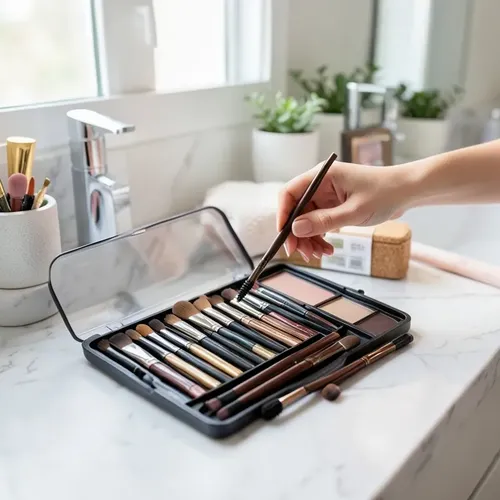Set De 13 Pinceles De Maquillaje Para Ojos, Doble Punta 13-piece Long-handled Eye Brush In Coffee Color