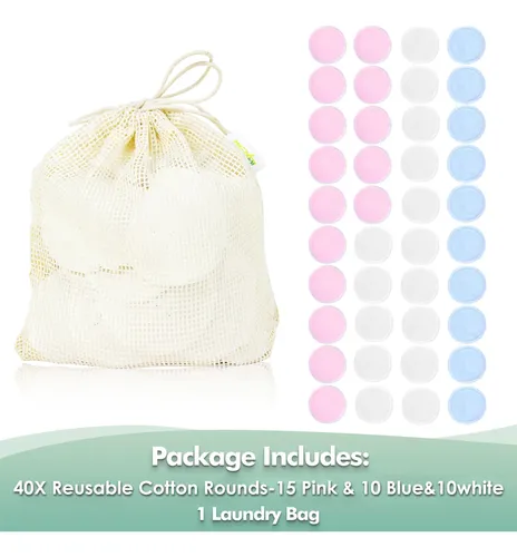Wegreeco Paños Quitamaquillaje Reutilizables 40u Con Bolsa