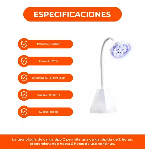 Velador Cabina Uv Led 27w Seca Uñas Esculpidas Gelificada