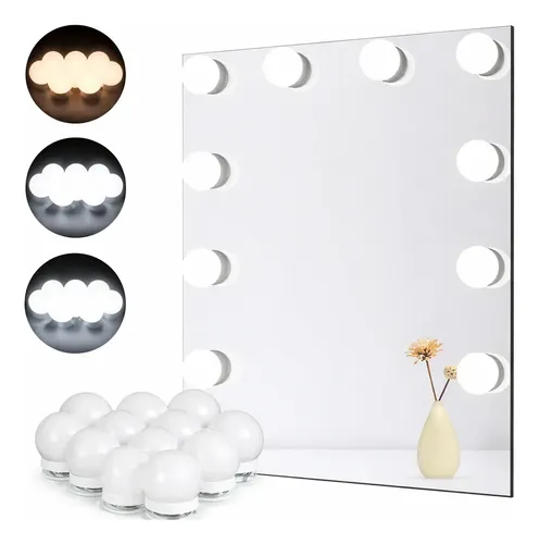 Kit 10 Focos Lamparas Luz Led Espejo Usb Maquillaje Camarin