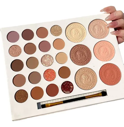 Paleta De Sombras De Ojos Tierra Con Brocha,26 Tonos Cálidos