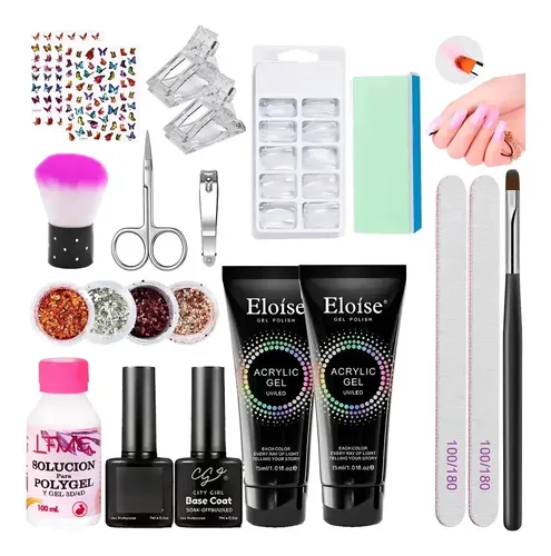 Kit X22 Polygel Semipermanente Set Completo Uñas Manicuria