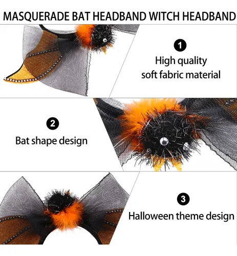 Diadema De Murciélago Halloween 3pcs Accesorio Creativo