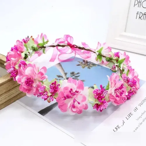 Vincha Floral Nupcial Para Playa Y Cosplay, Mujer