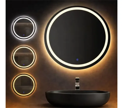 Espejo Redondo Lumens 70cm Luz Led Táctil Fría Cálida Neutr