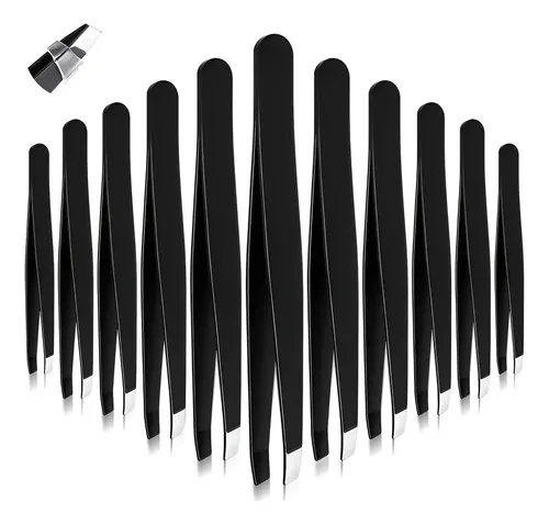 Set De 12 Pinzas Para Cejas Acero Inoxidable Styquenzer