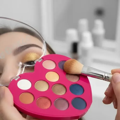 Sombra Ojos Brillante Tono 01 Paleta Corazon 12 Tonos Maquillaje Rostro Veoquiero