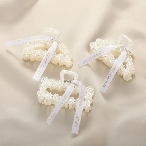 Pinzas Para El Pelo Hotop Bridesmaid Pearl Con Cinta De 8 Cm
