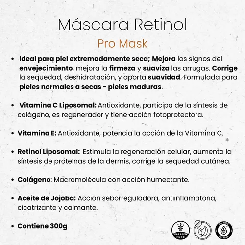 Máscara Facial Retinol Mask Antiage Piel Seca 300g Idraet